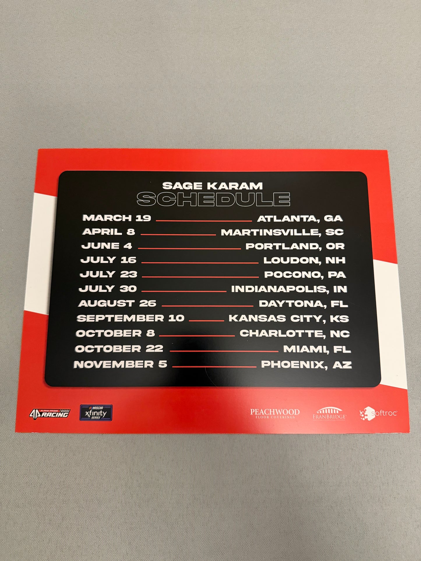 Sage Karam #44 2022 The Driveway Company Nascar Hero Card