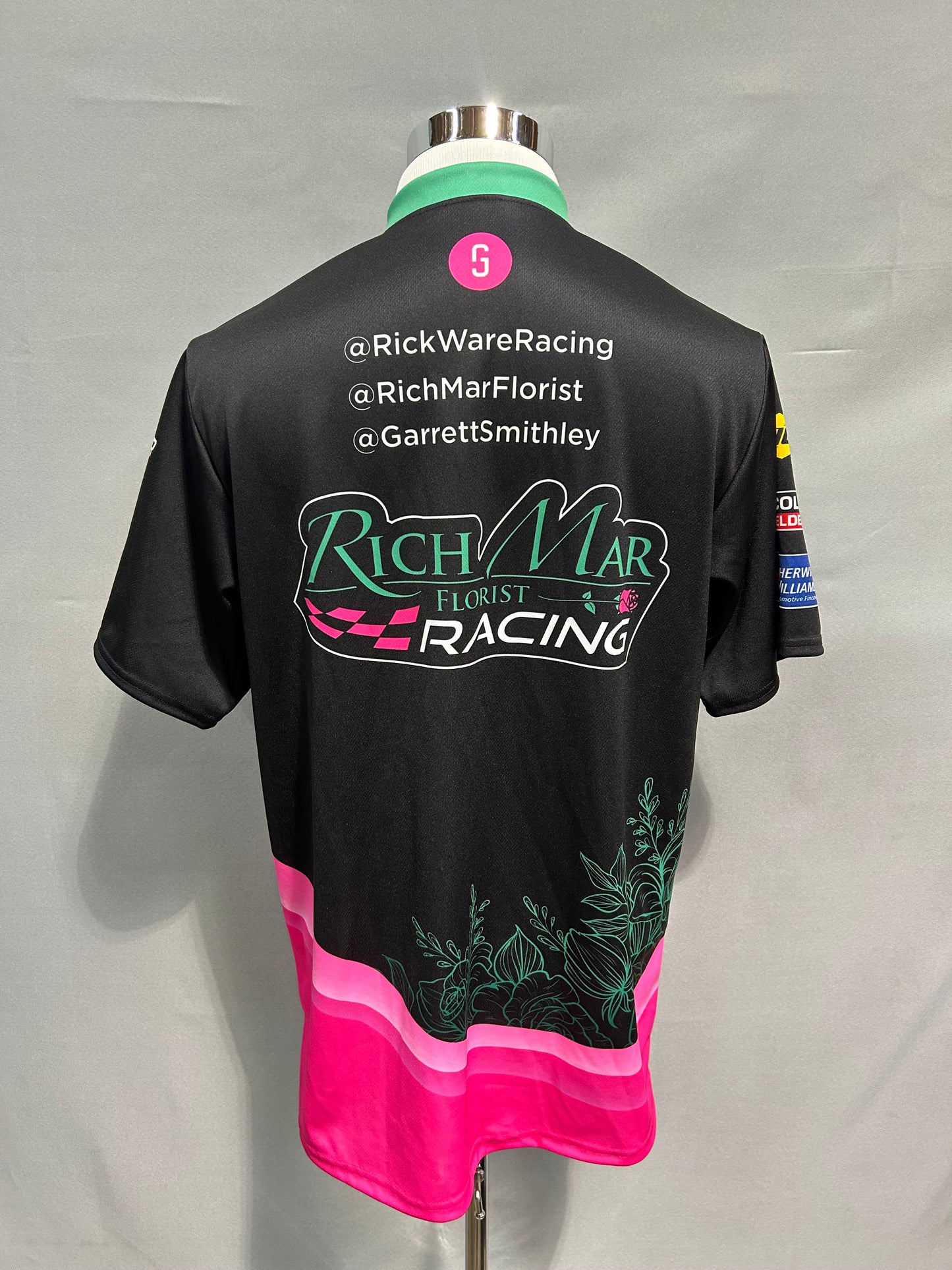 Garrett Smithley Rich Mar Florist Nascar Crew Shirt Size Large