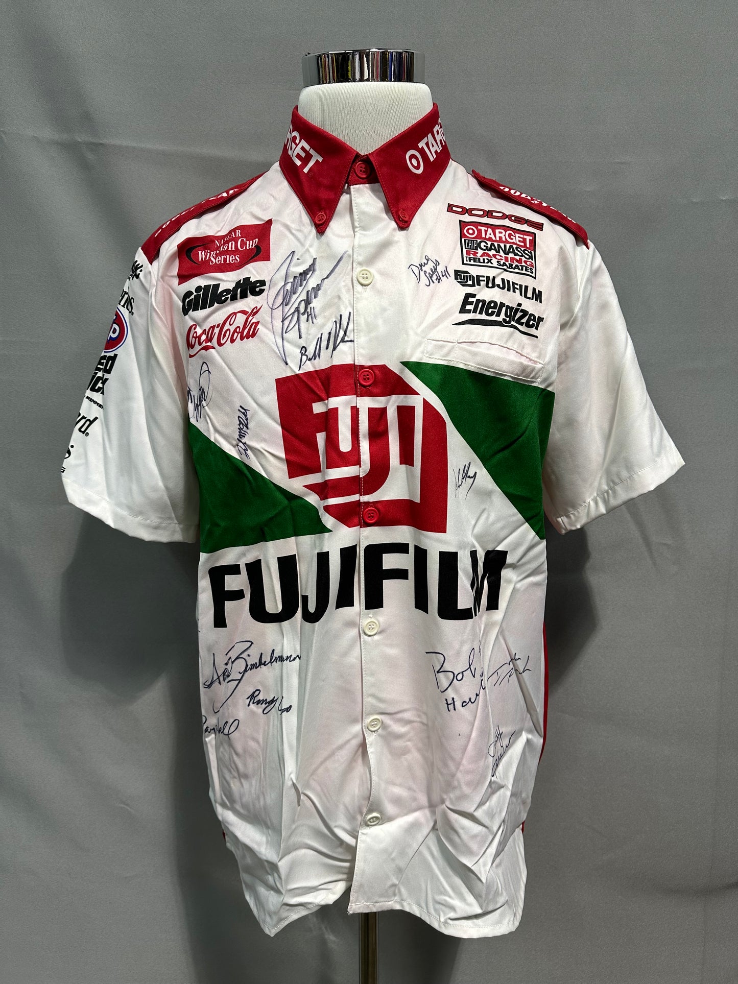 Jimmy Spencer Fujifilm Nascar Autographed Crew Shirt Size Large