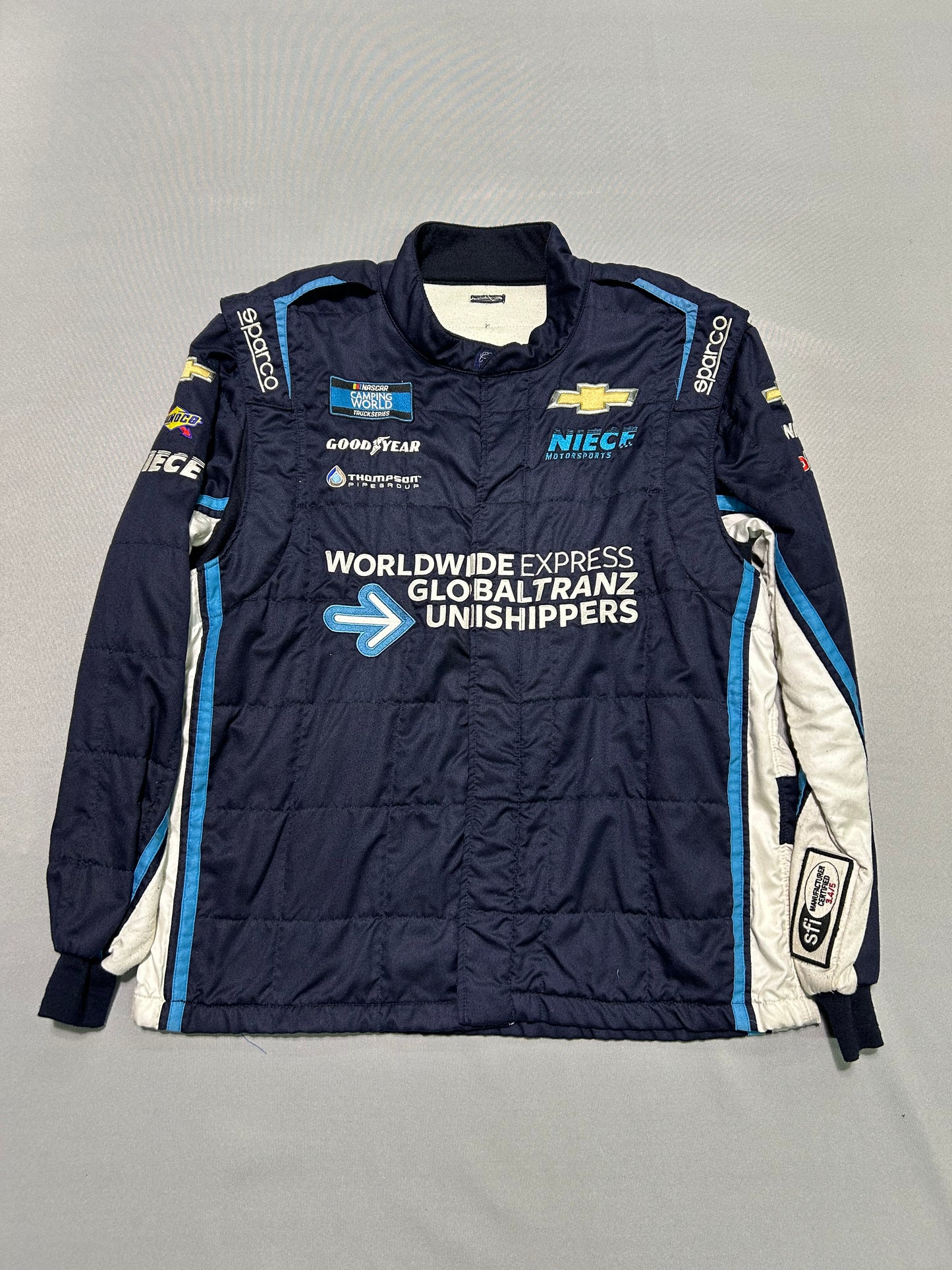 Dean Thompson #40 2022 WWEX Globaltranz Nascar 2 Piece Crew Firesuit C-46 W-40 L-32