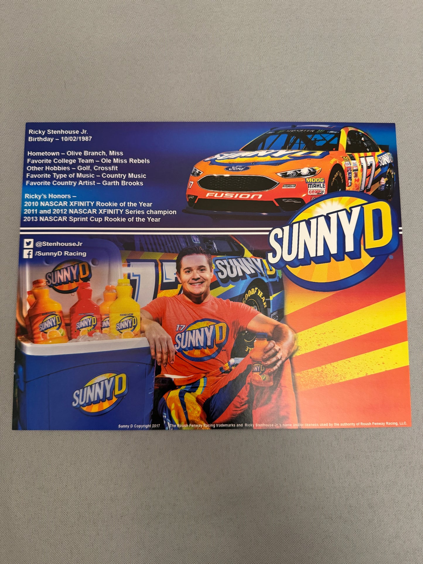 Ricky Stenhouse Jr #17 2018 Sunny D Nascar Hero Card
