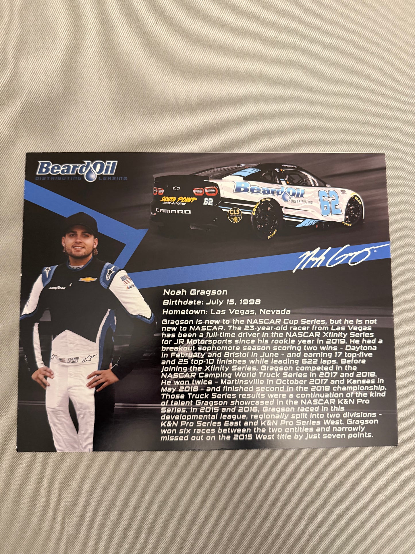 Noah Gragson #62 2022 Beard Oil Nascar Hero Card