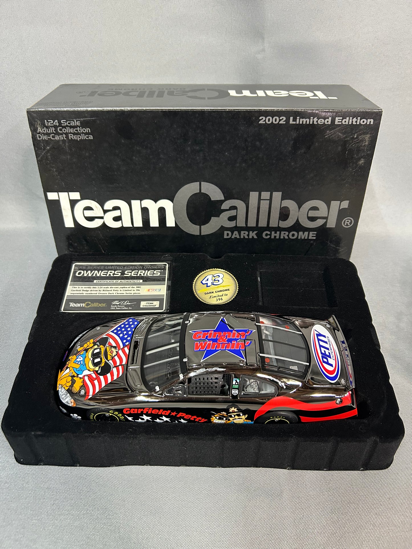 Richard Petty #43 2002 Garfield Dodge Dark Chrome Nascar Diecast