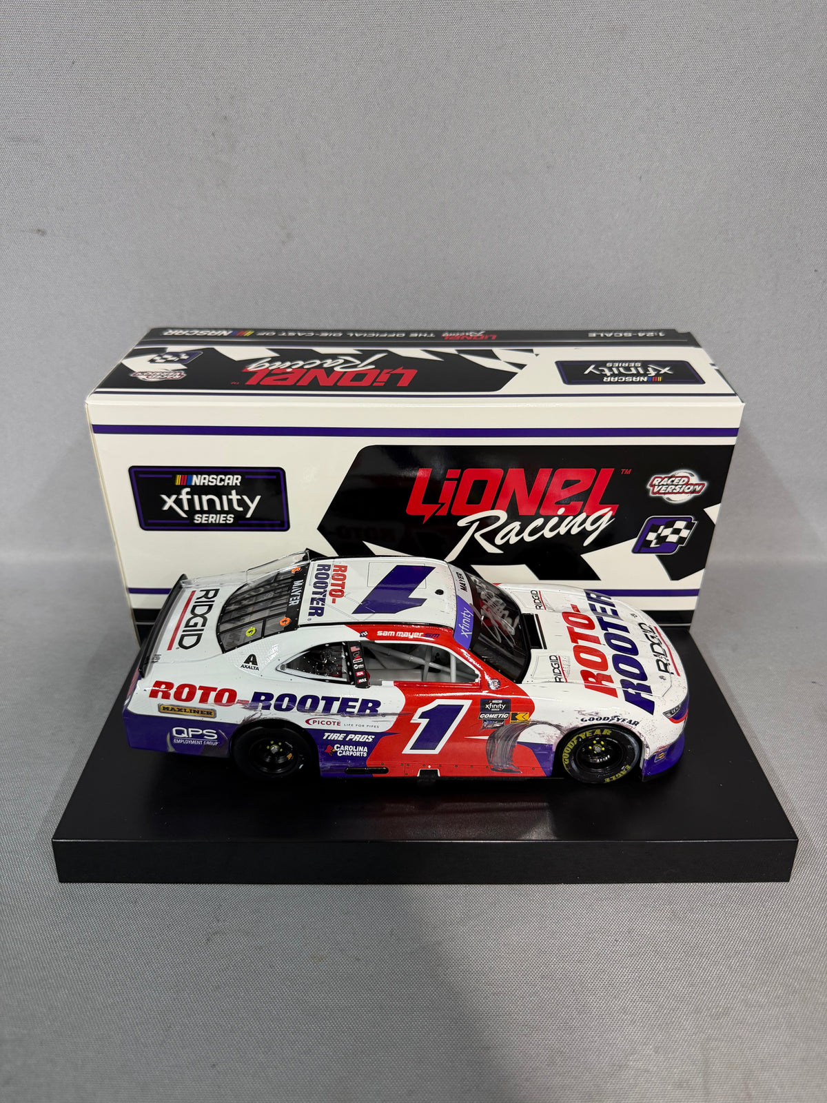 Sam Mayer #1 2024 Iowa Win Rotor Rooter Nascar Autographed Diecast