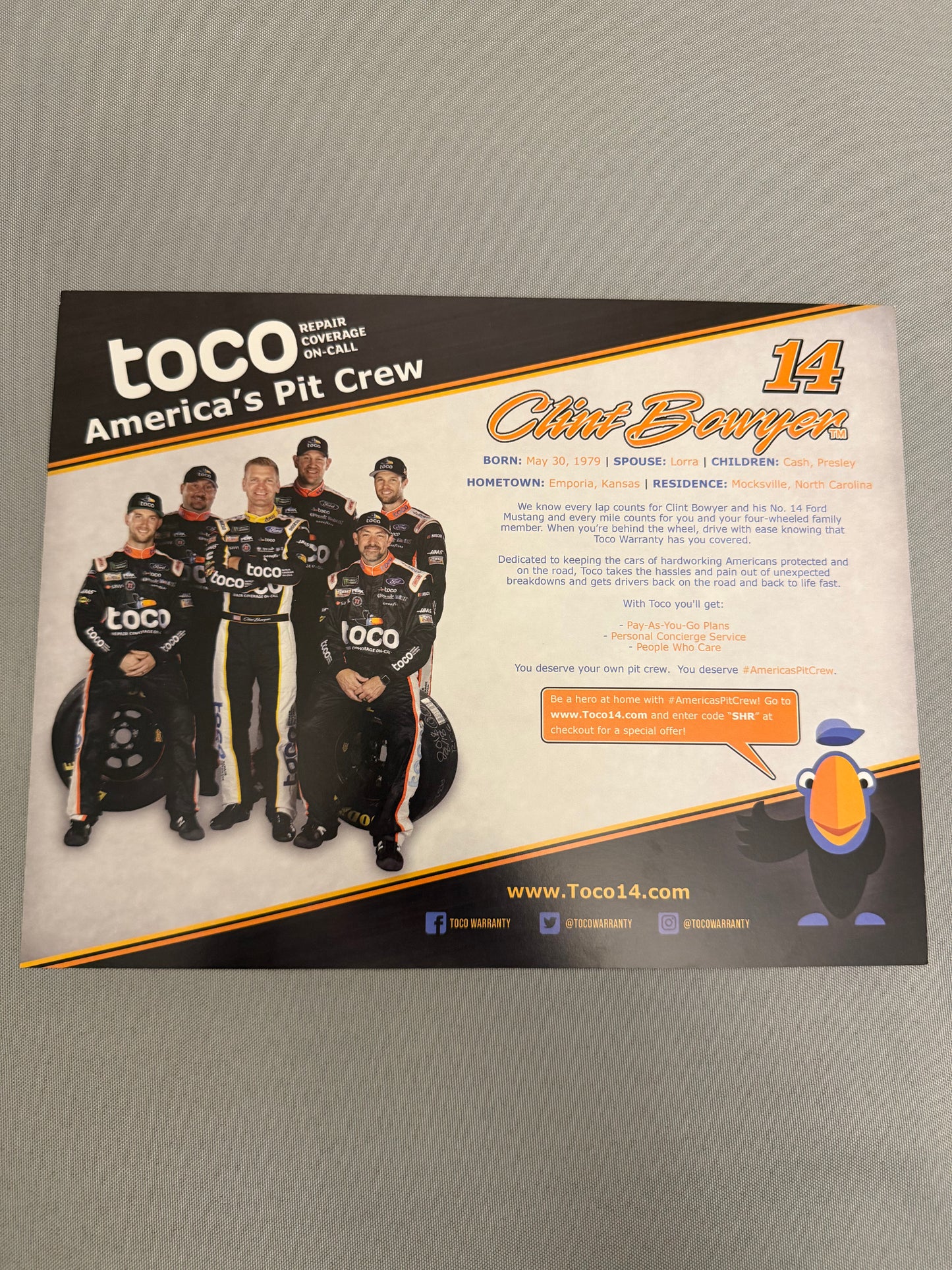 Clint Bowyer #14 Toco Repair Coverage Hero Card