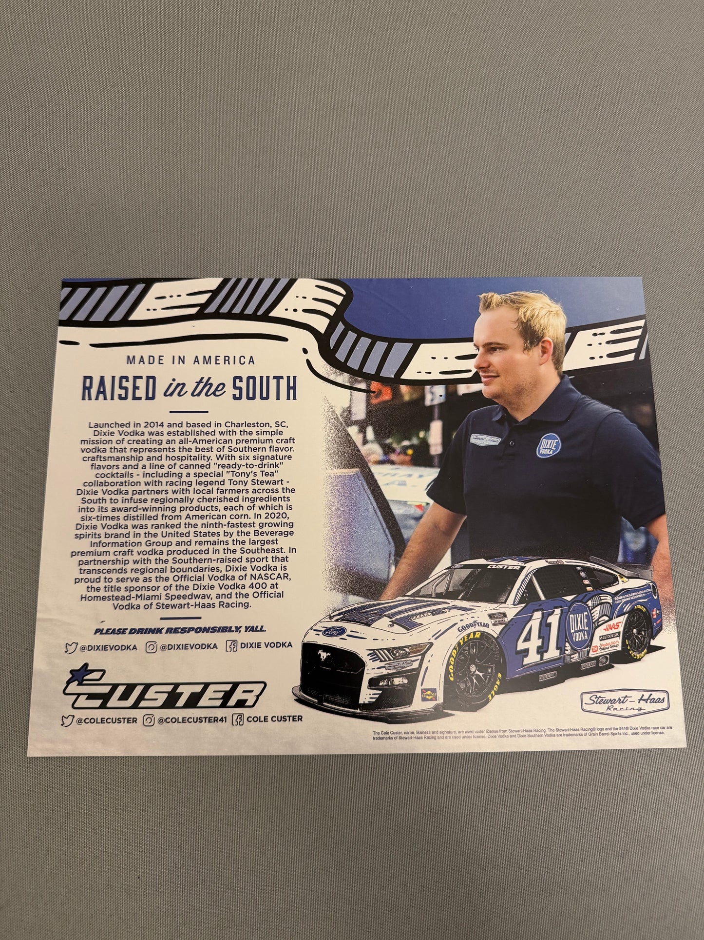 Cole Custer #41 2022 Dixie Vodka Nascar Hero Card