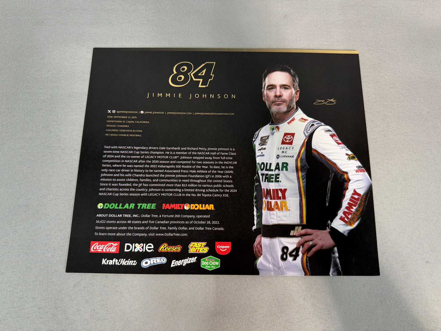 Jimmie Johnson #84 2024 Dollar Tree Family Dollar Nascar Hero Card
