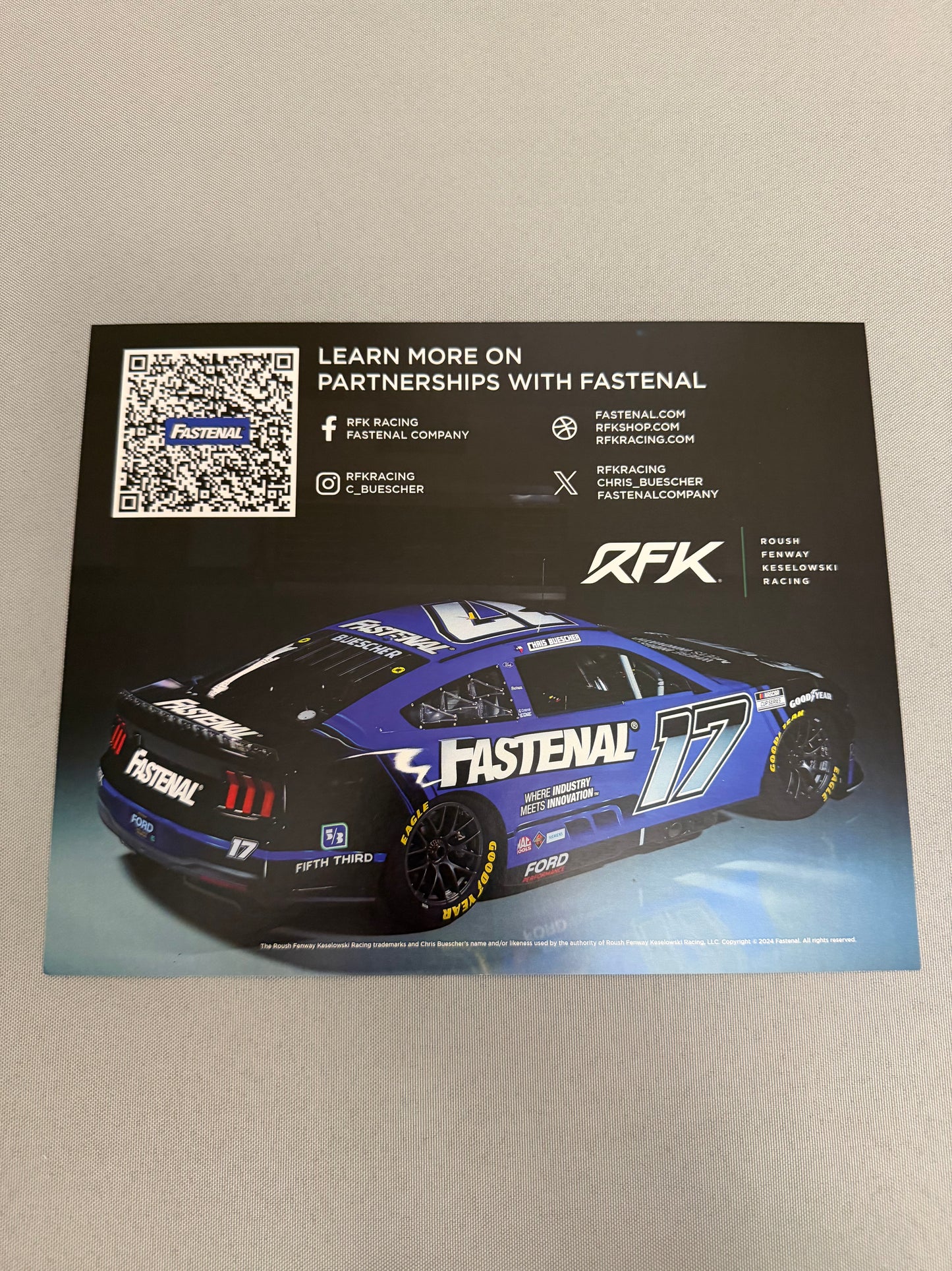 Chris Buescher #17 2024 Fastenal Nascar Hero Card