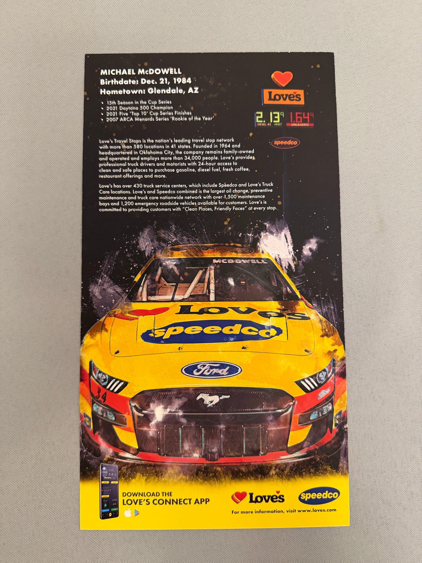 Michael McDowell #34 2022 Loves Truck Stop Nascar Hero Card