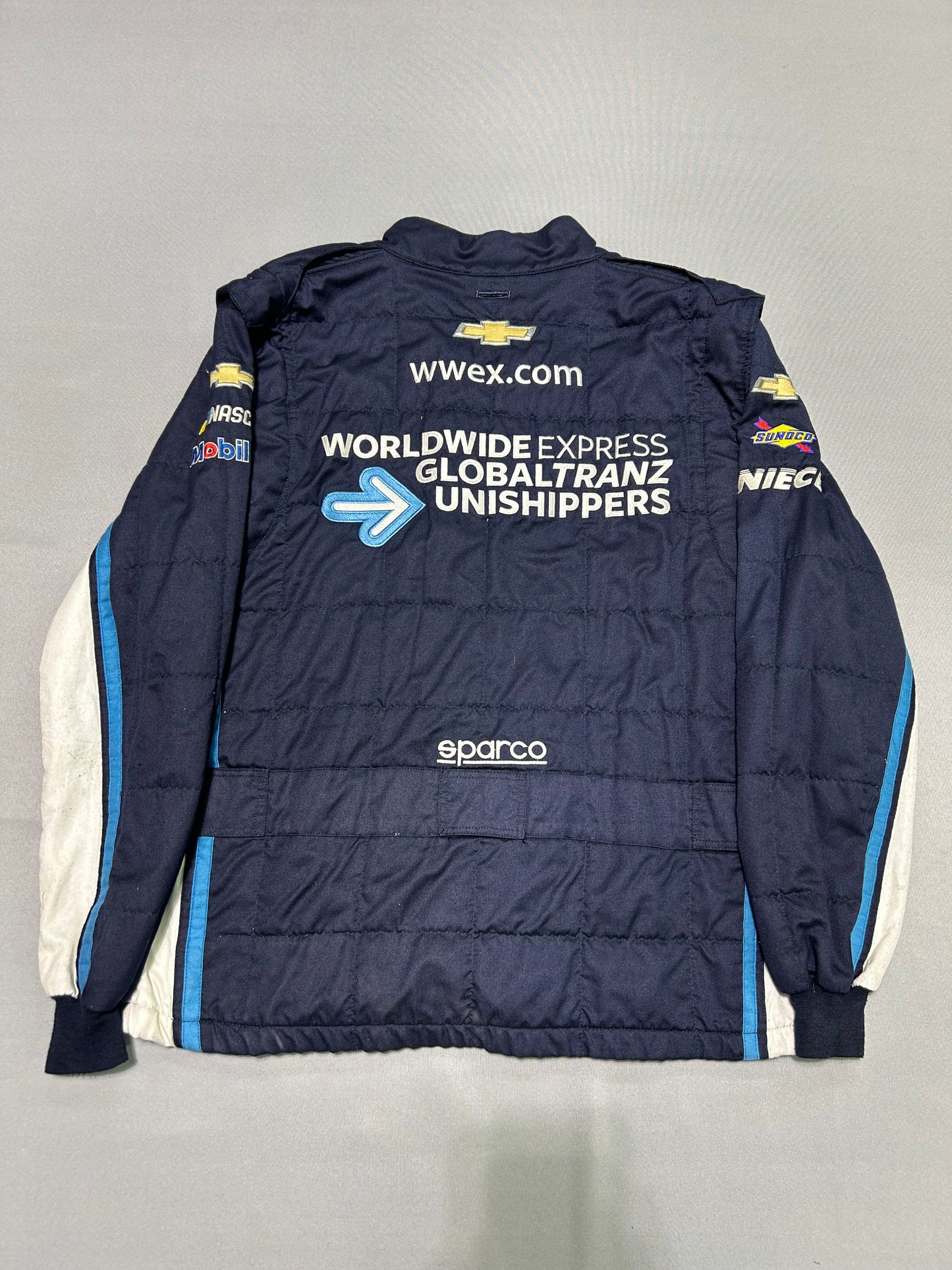 Dean Thompson #40 2022 WWEX Globaltranz Nascar 2 Piece Crew Firesuit C-48 W-38 L-32