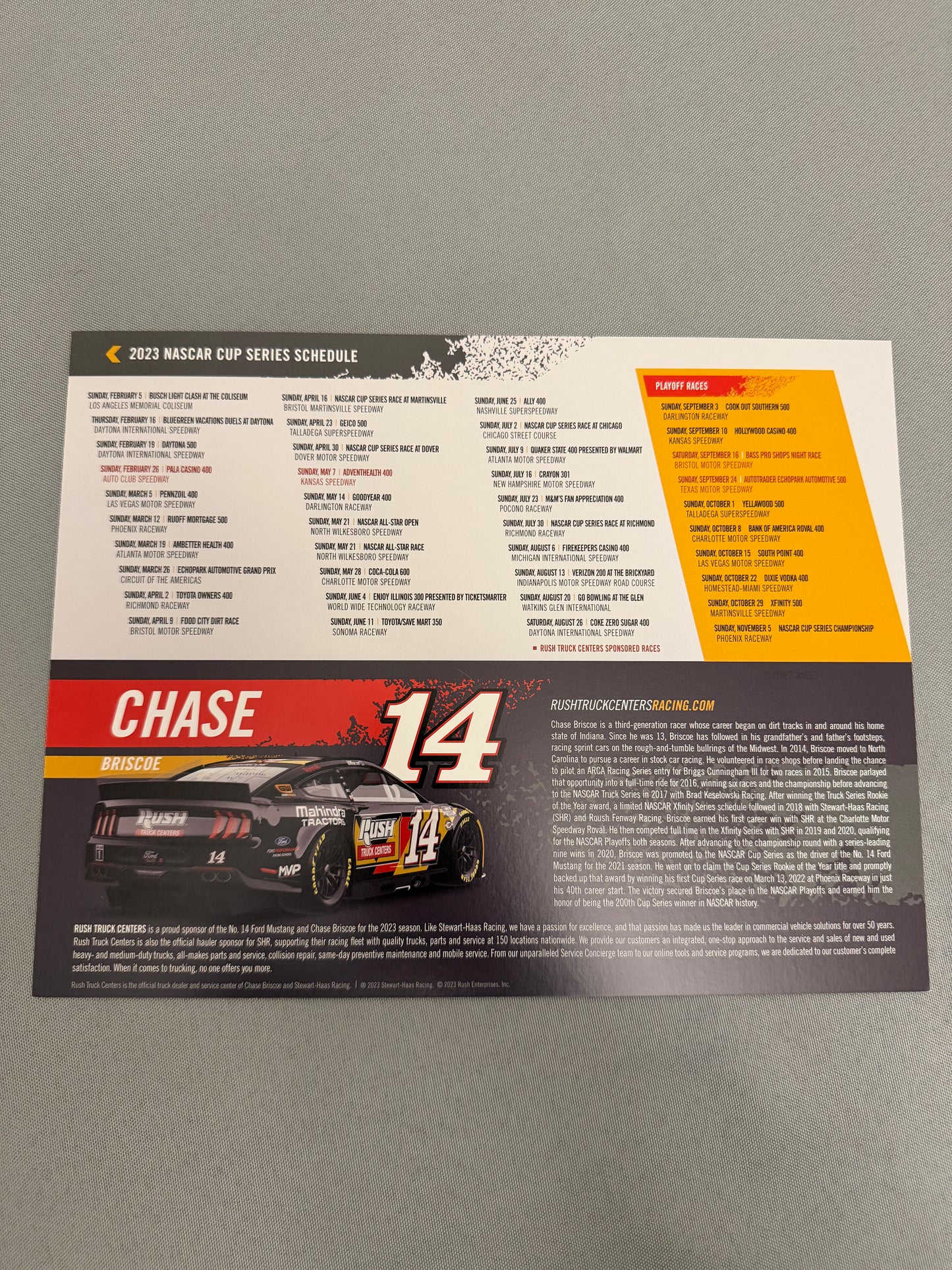 Chase Briscoe #14 2023 Rush Truck Centers Nascar Hero Card