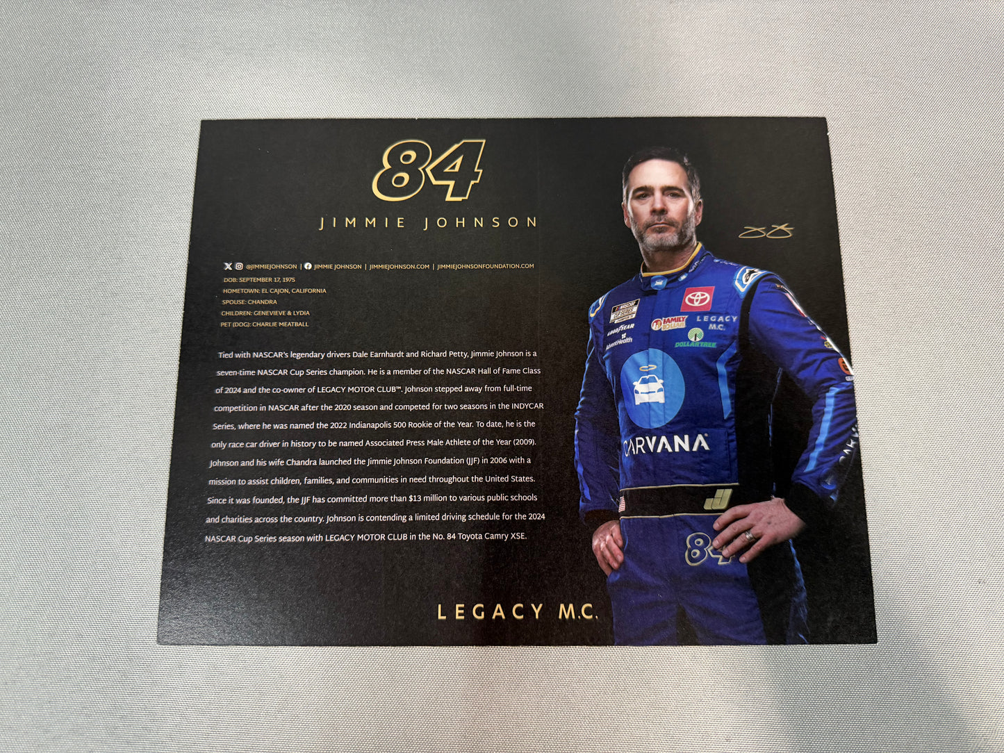 Jimmie Johnson #84 2024 Phoenix Carvana Desert Sunrise Nascar Hero Card