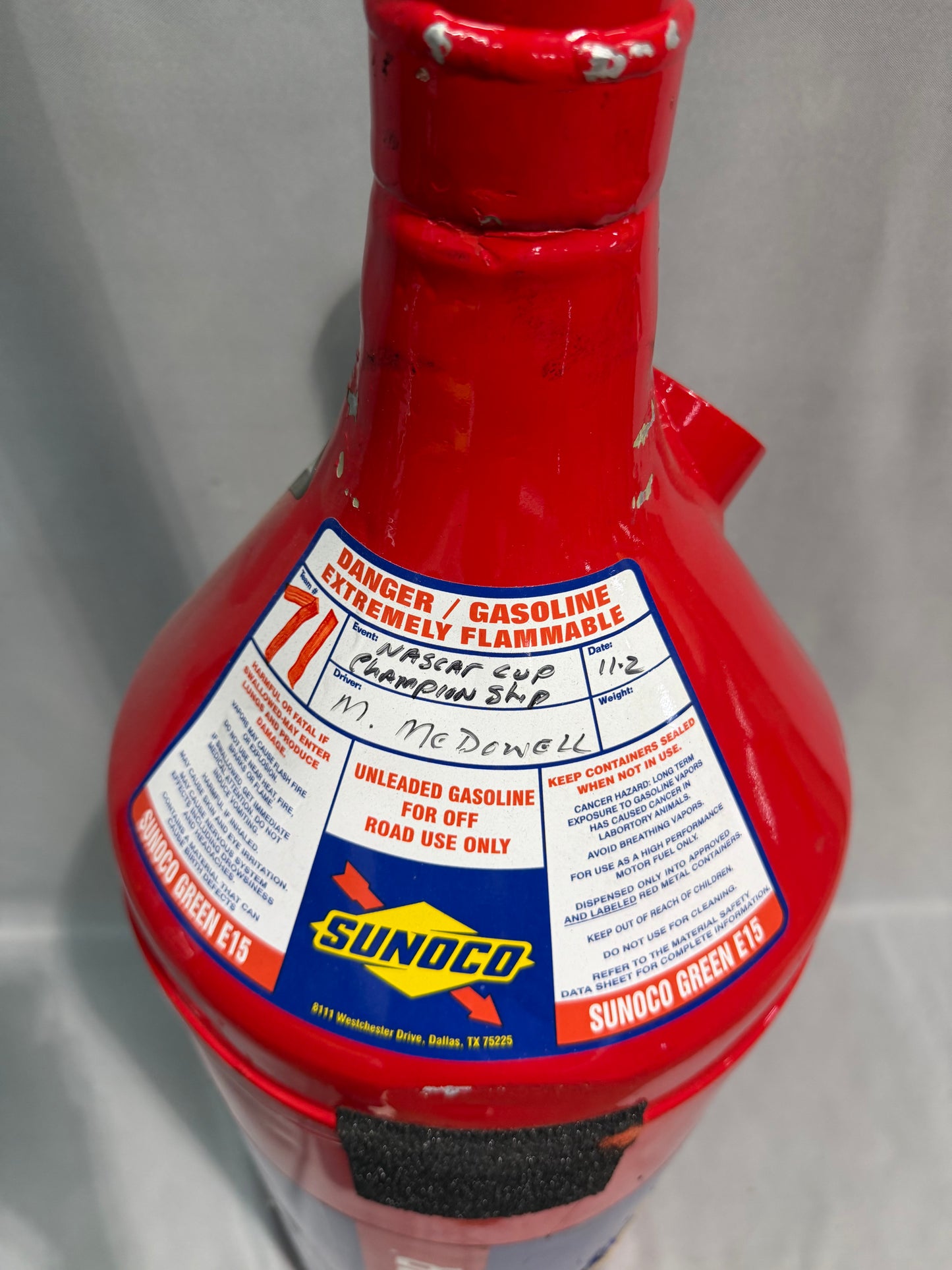 Michael McDowell #71 2025 Phoenix Nascar Sunoco Gas Can