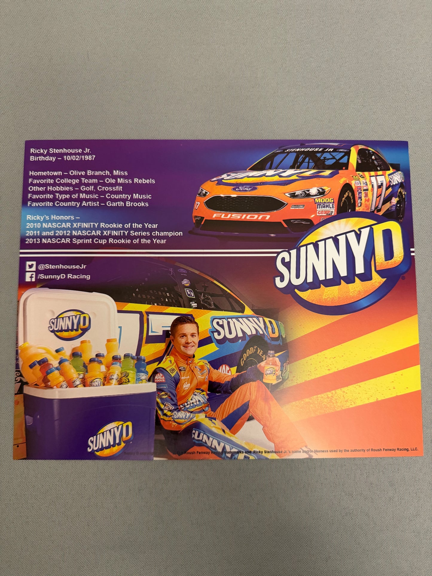 Ricky Stenhouse Jr #17 Sunny D Nascar Hero Card