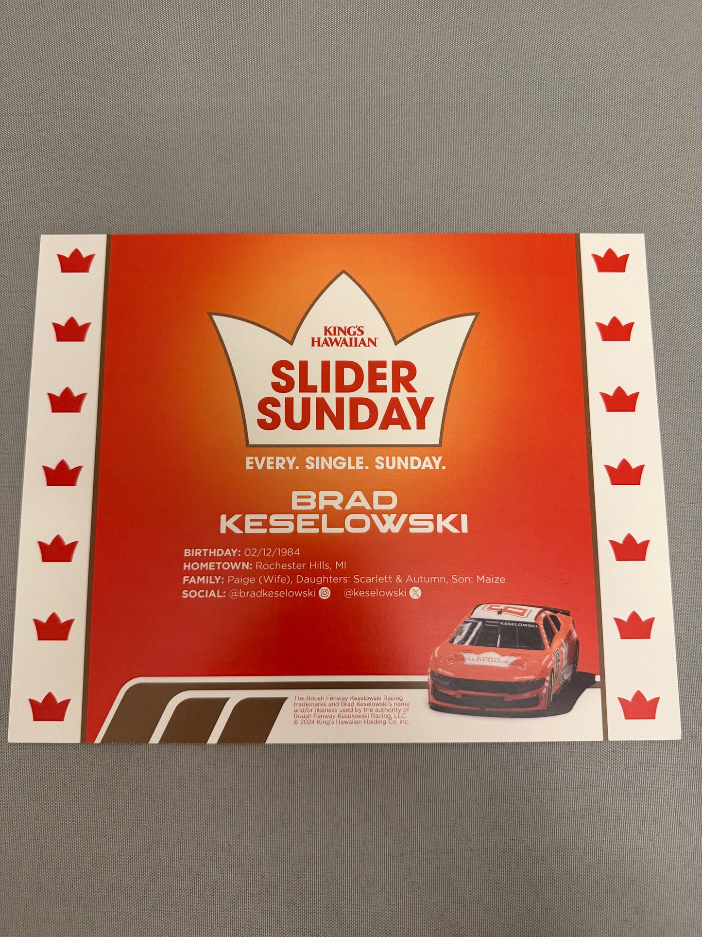 Brad Keselowski #6 2024 Kings Hawaiian Nascar Hero Card