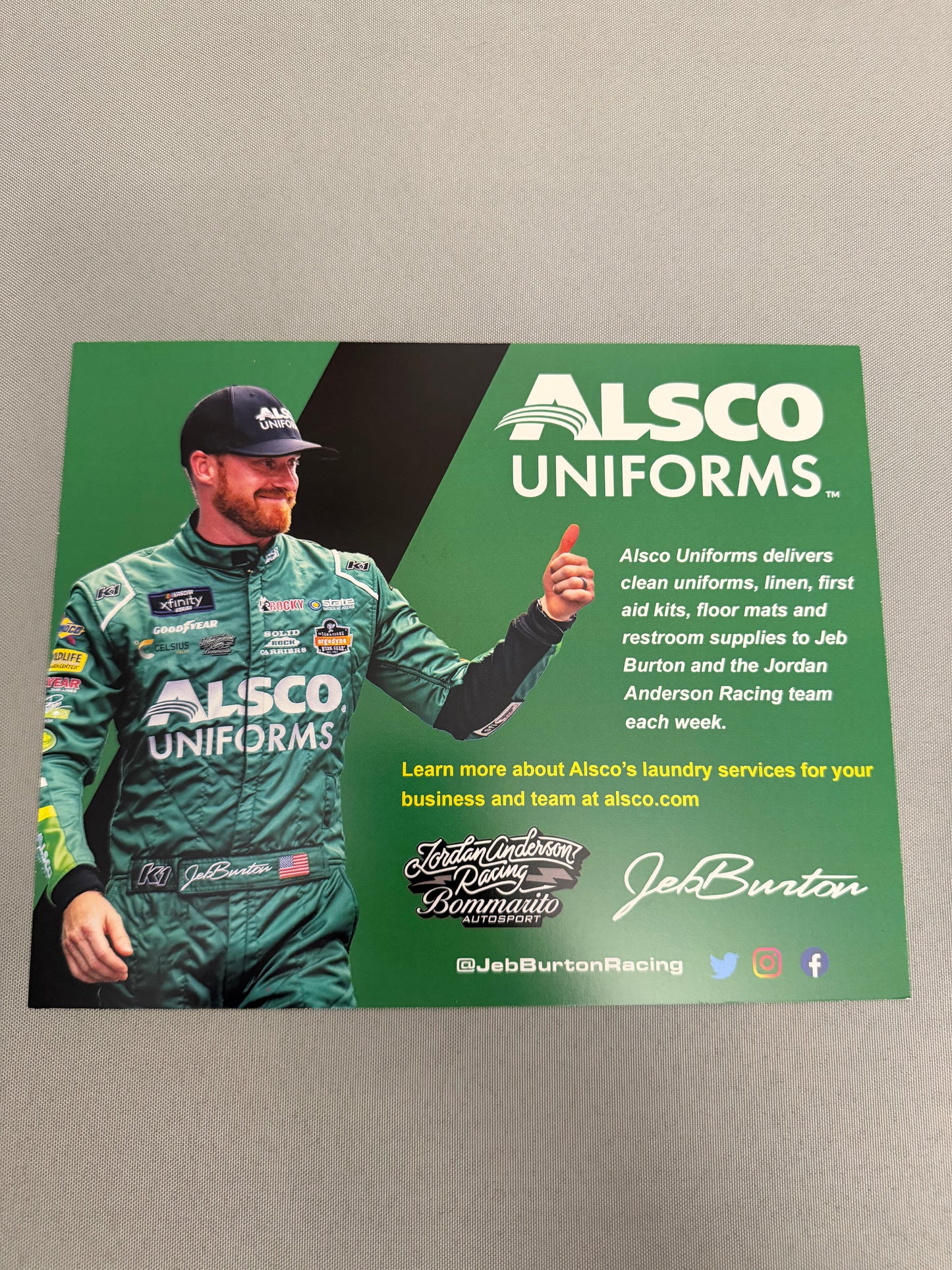 Jeb Burton 2023 #27 Alsco Uniforms Nascar Hero Card