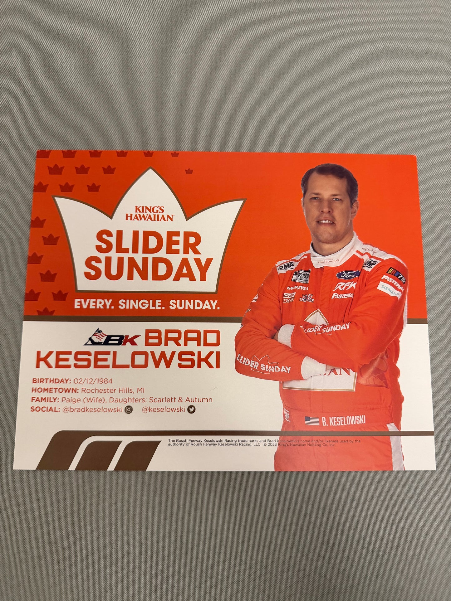 Brad Keselowski #6 2023 Kings Hawaiian Nascar Hero Card