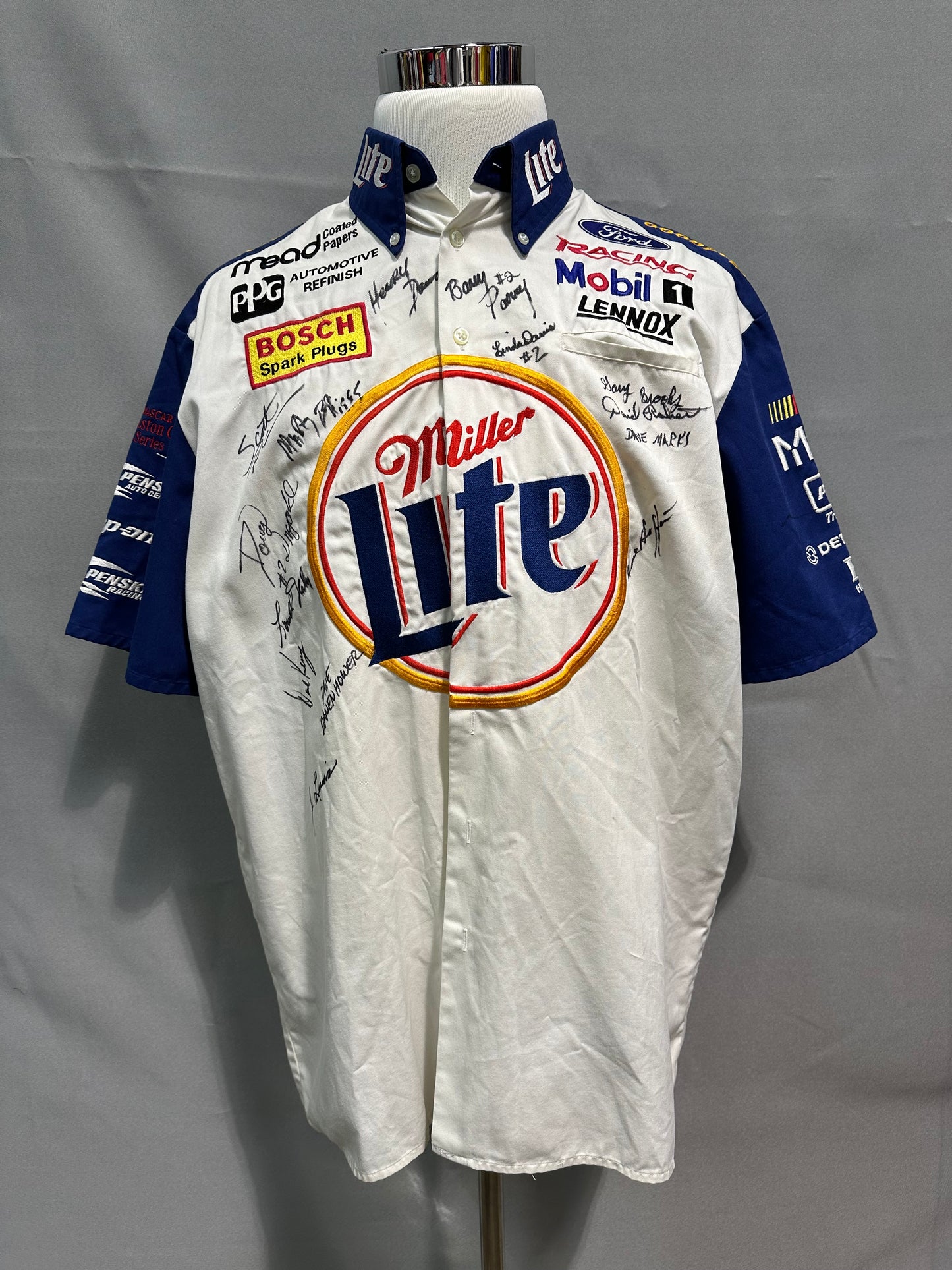Rusty Wallace #2 Miller Lite Nascar Autographed Crew Shirt Size 2XL
