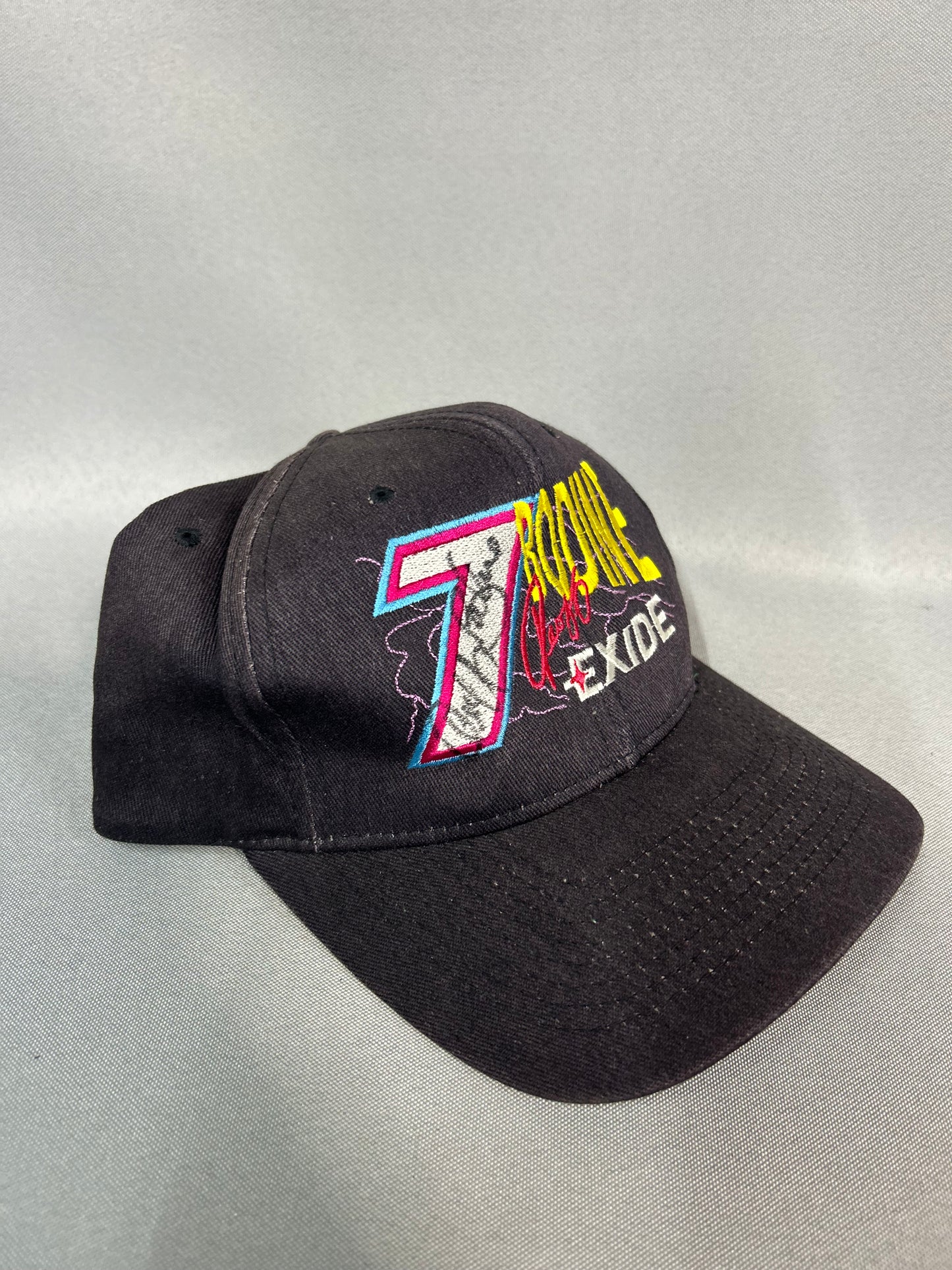 Geoff Bodine #7 Exide Nascar Autographed Hat
