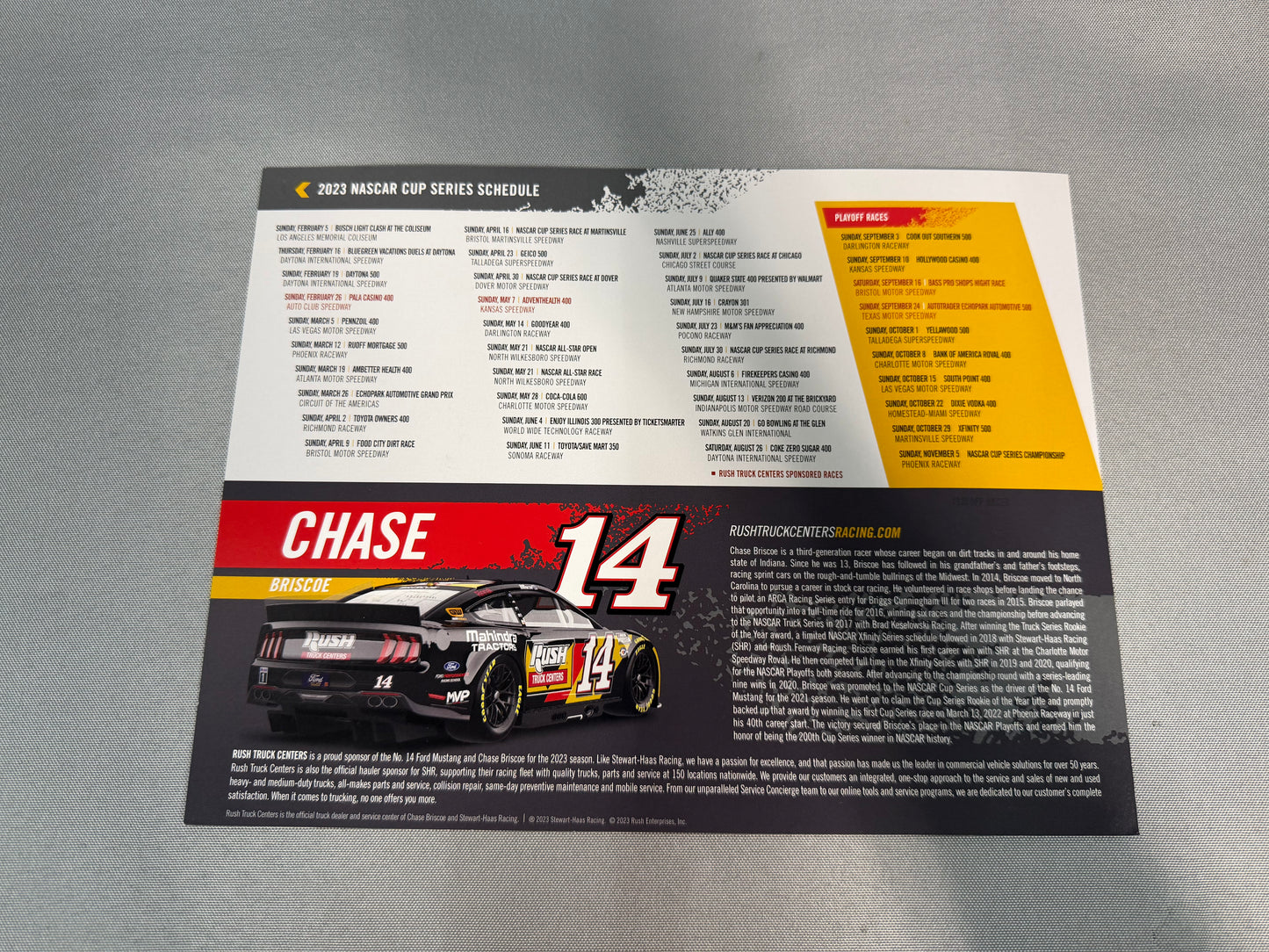 Chase Briscoe #14 2023 Rush Truck Centers Autographed Nascar Hero Card