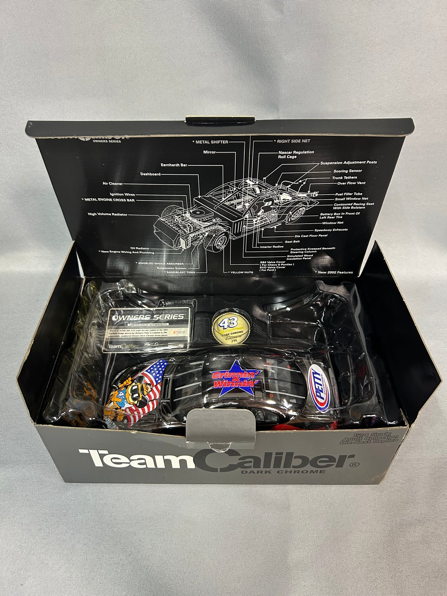 Richard Petty #43 2002 Garfield Dodge Dark Chrome Nascar Diecast