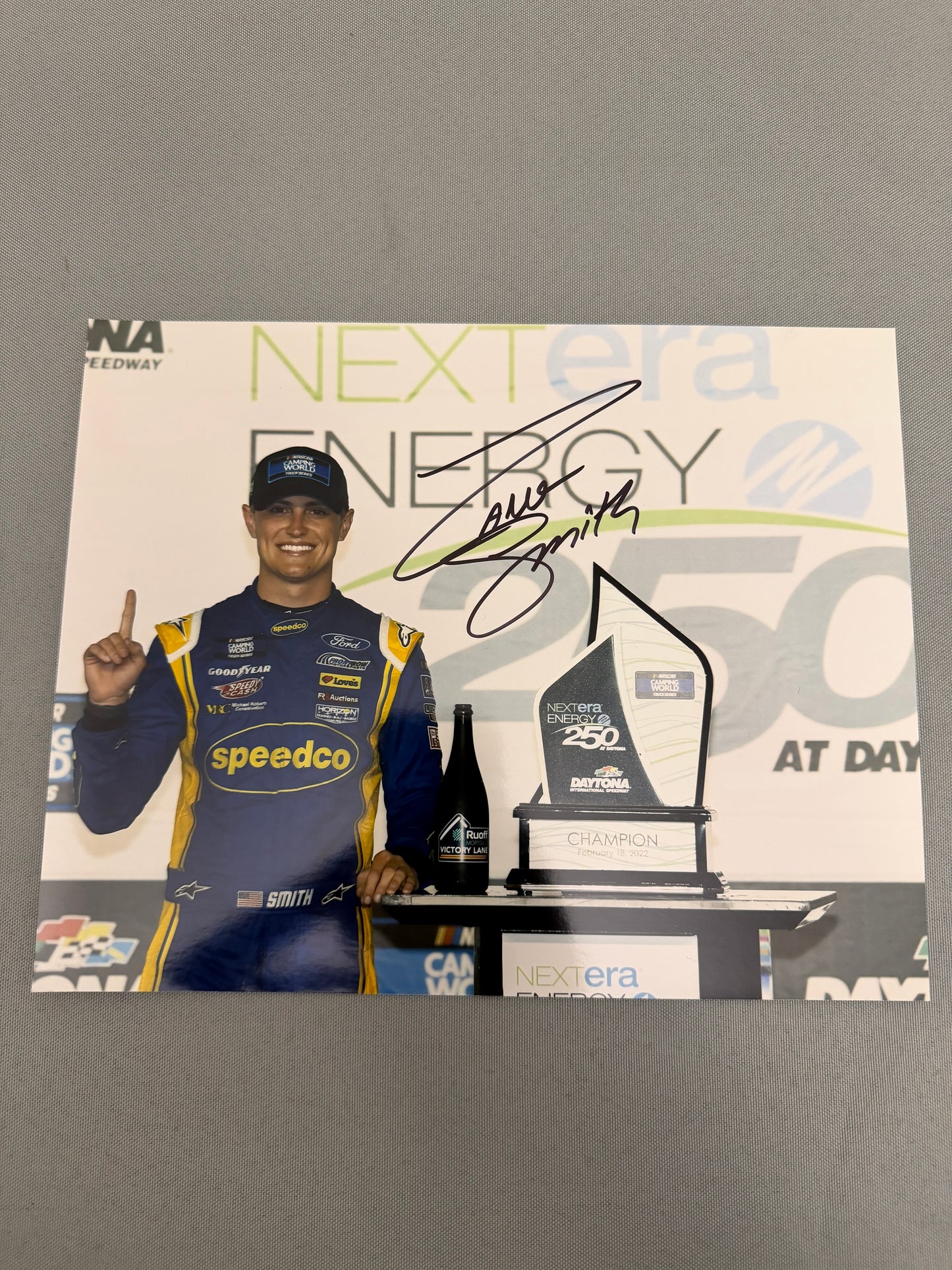 Zane Smith #38 2022 Daytona Team Issued Nascar Victory Lane Autographed Photo