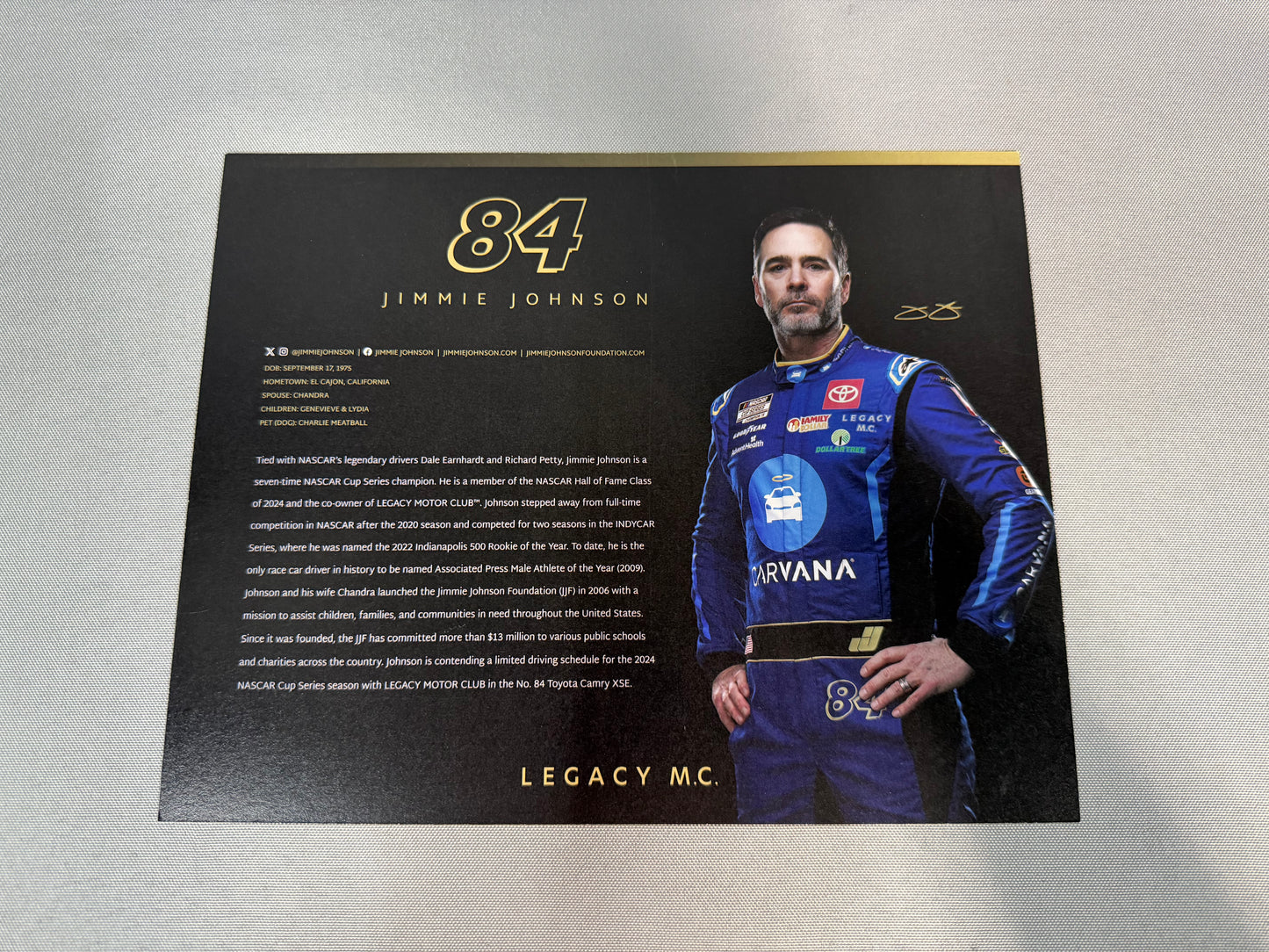 Jimmie Johnson #84 2024 Indianapolis Carvana Nascar Hero Card