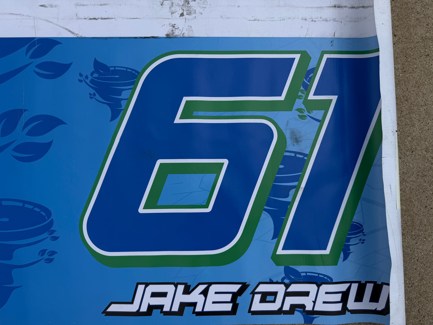 Jake Drew #61 Cyclum Nascar Pit Wall Banner