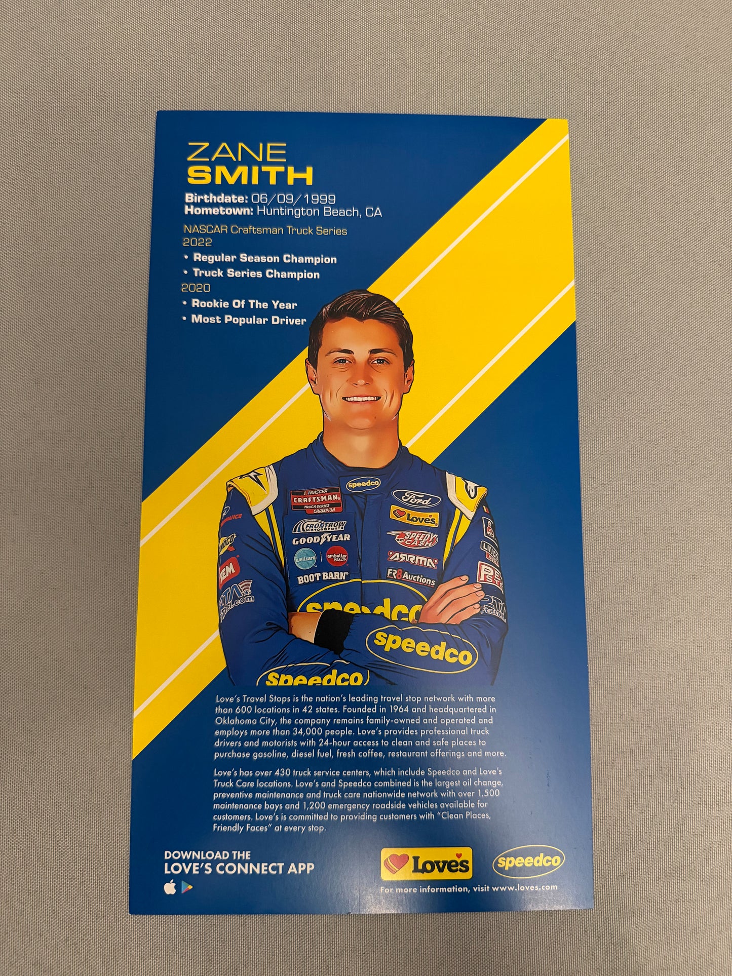 Zane Smith #38 2023 Speedco Nascar Hero Card