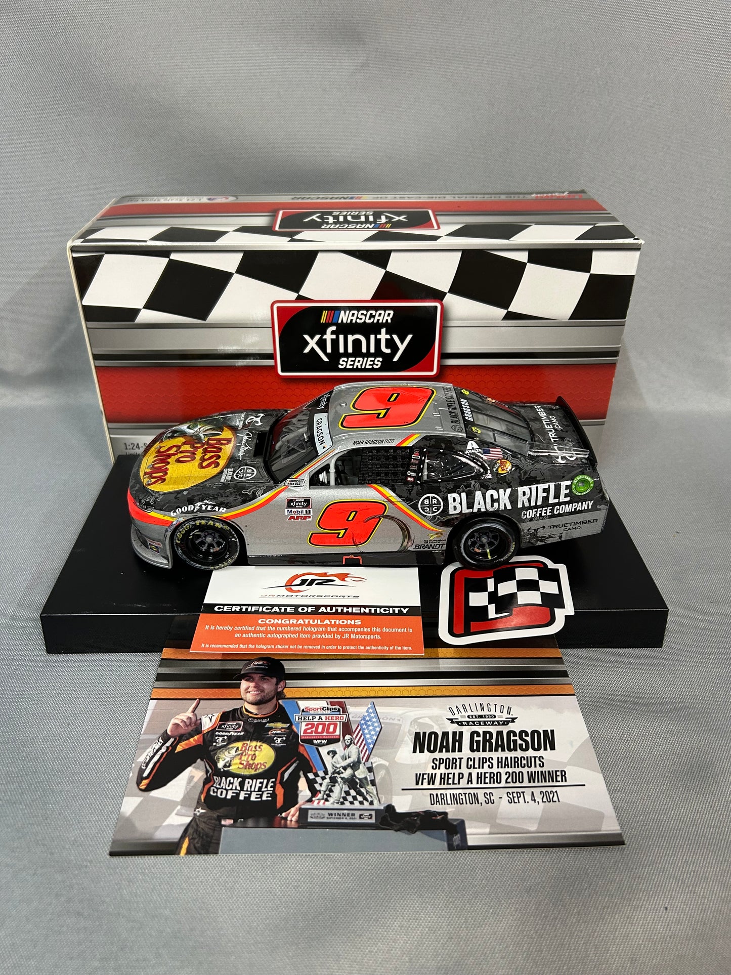 Noah Gragson #9 2021 Autographed Bass Pro Darlington Win Nascar Diecast