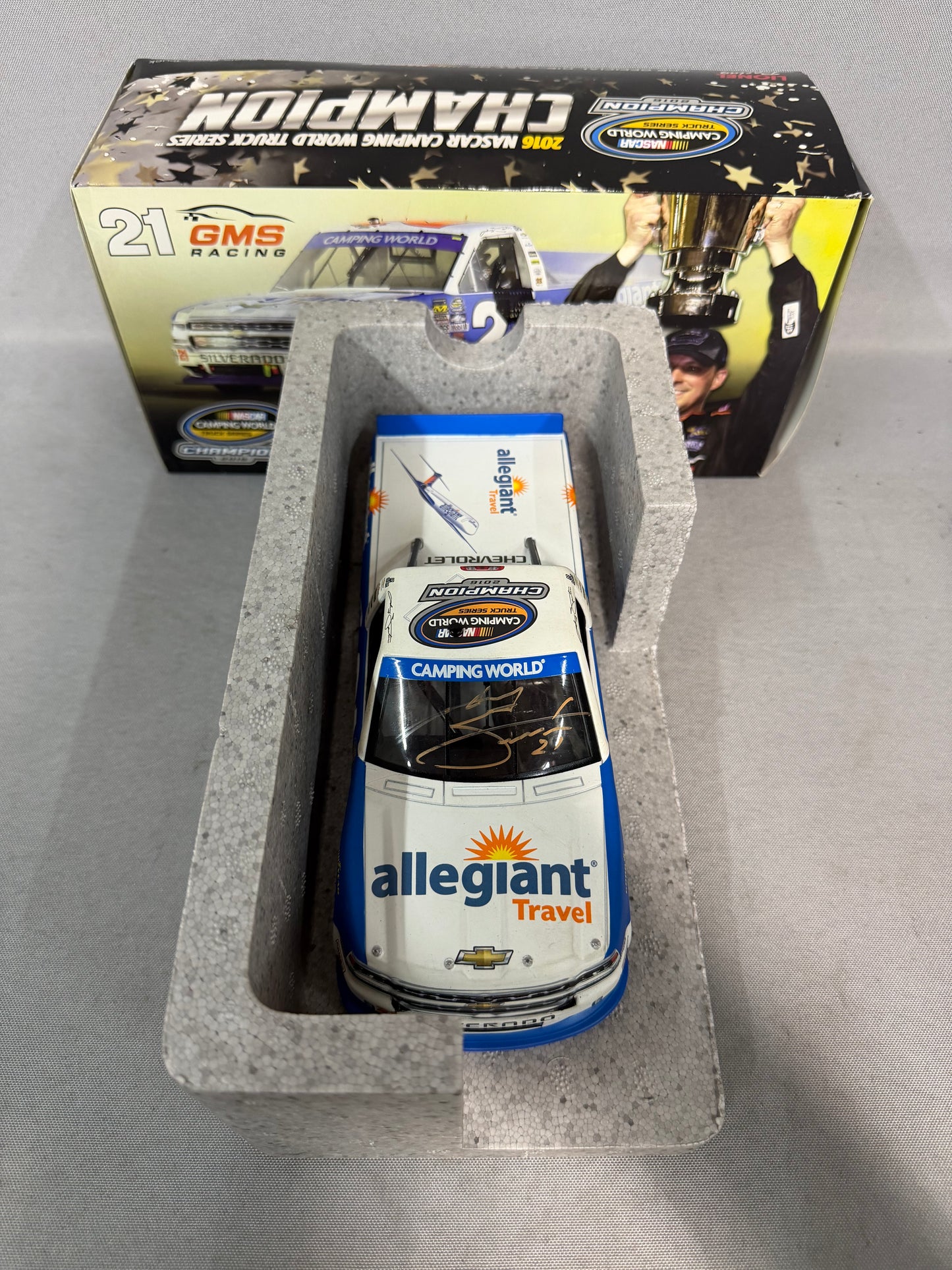 Johnny Sauter #21 2016 Allegiant Travel Champion Nascar Autographed Diecast
