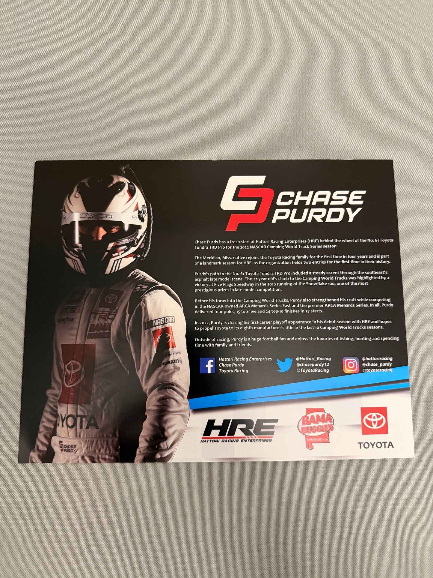 Chase Purdy #61 2022 Bama Buggies Nascar Hero Card