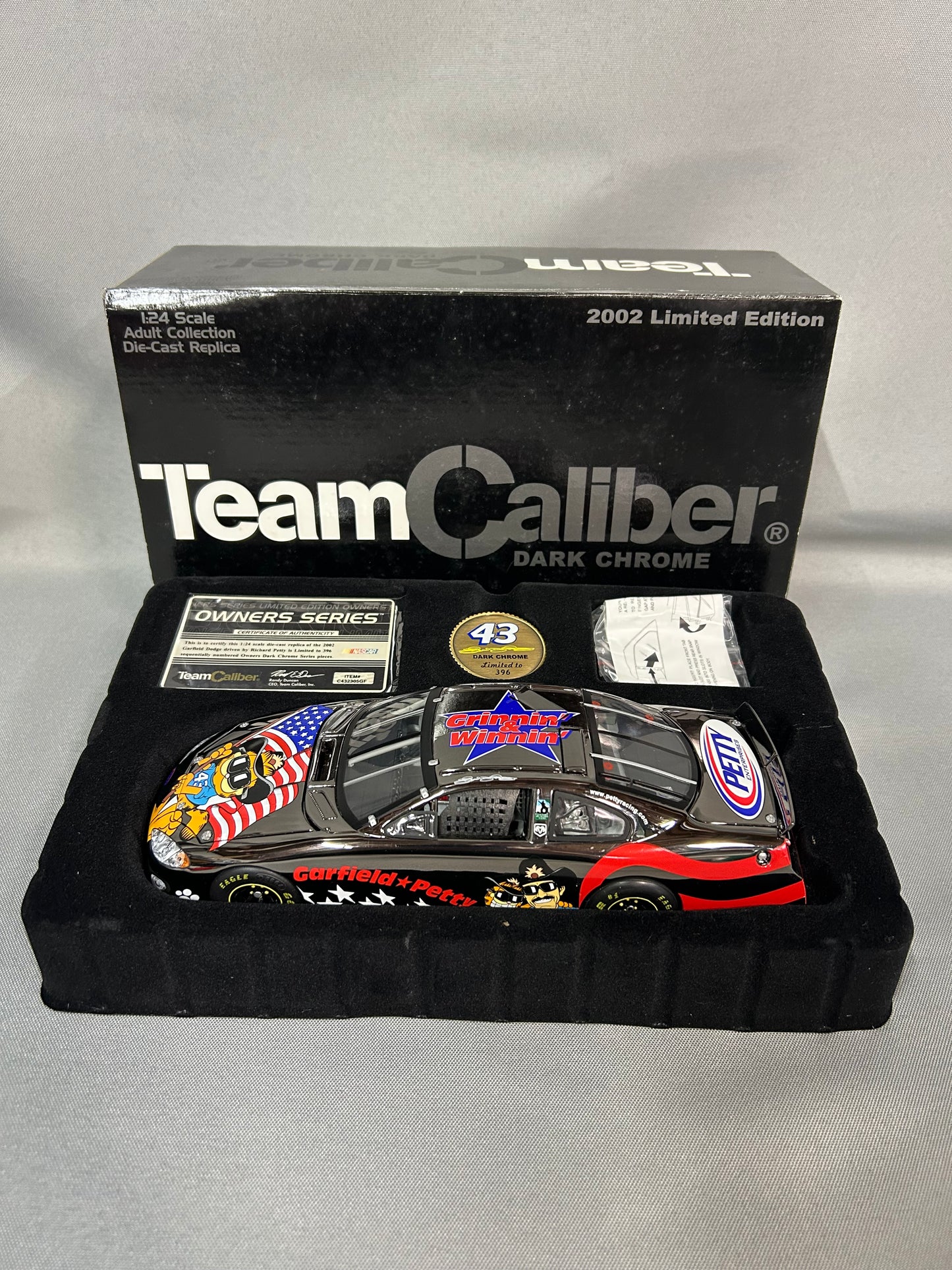 Richard Petty #43 2002 Garfield Dodge Dark Chrome Nascar Diecast