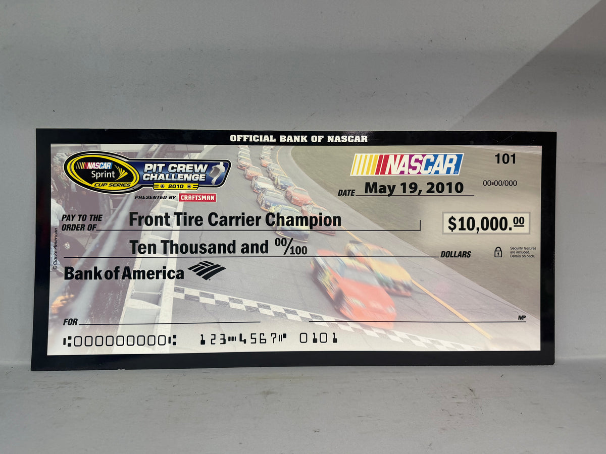 Kyle Busch #18 2010 Nascar Pit Crew Challenge Winner Award Check