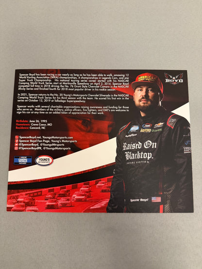 Spencer Boyd #20 2021 Raised On Blacktop Nascar Hero Card