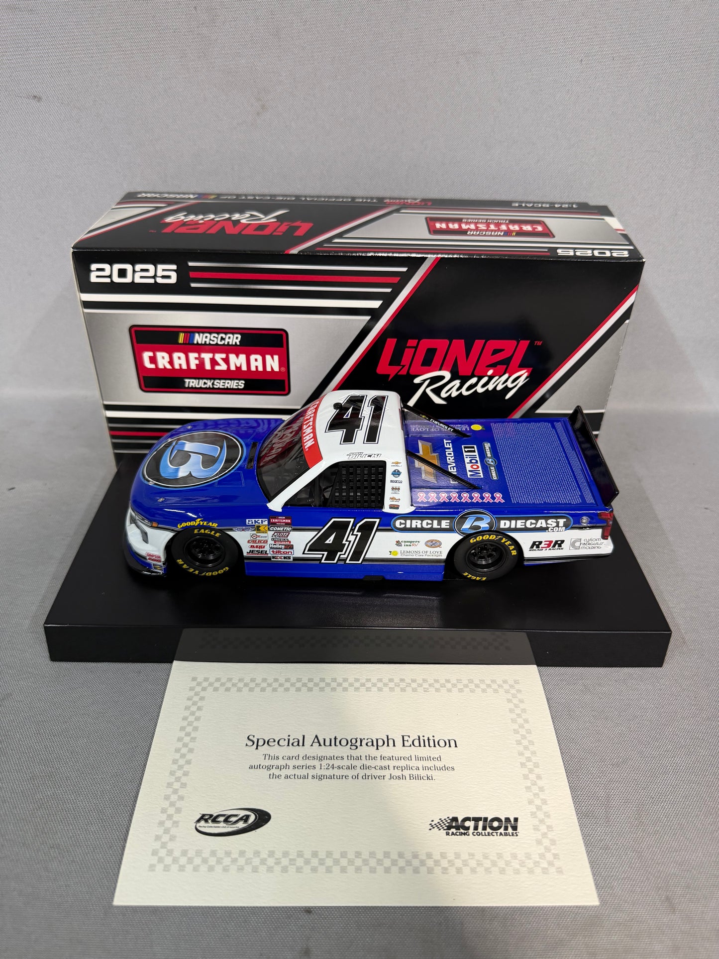 Josh Bilicki #41 2025 Circle B Diecast Nascar Autographed Diecast
