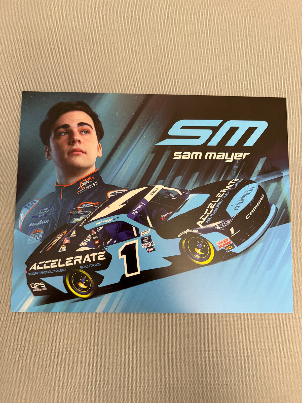 Who The Boss Sam Accelerate Sam Mayer #1 2022 Accelerate Nascar Hero Card – Race Day Authentics