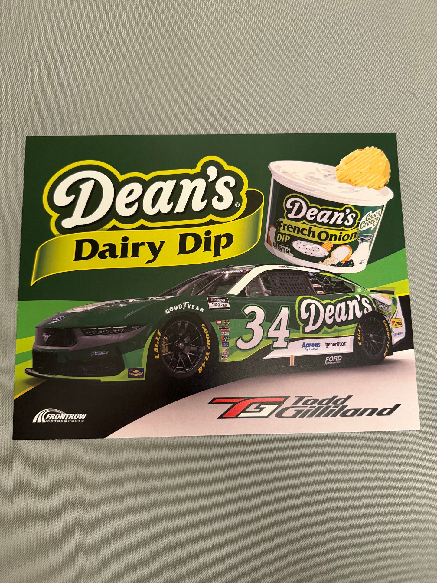 Todd Gilliland #34 2025 Deans Dairy Dip Nascar Hero Card