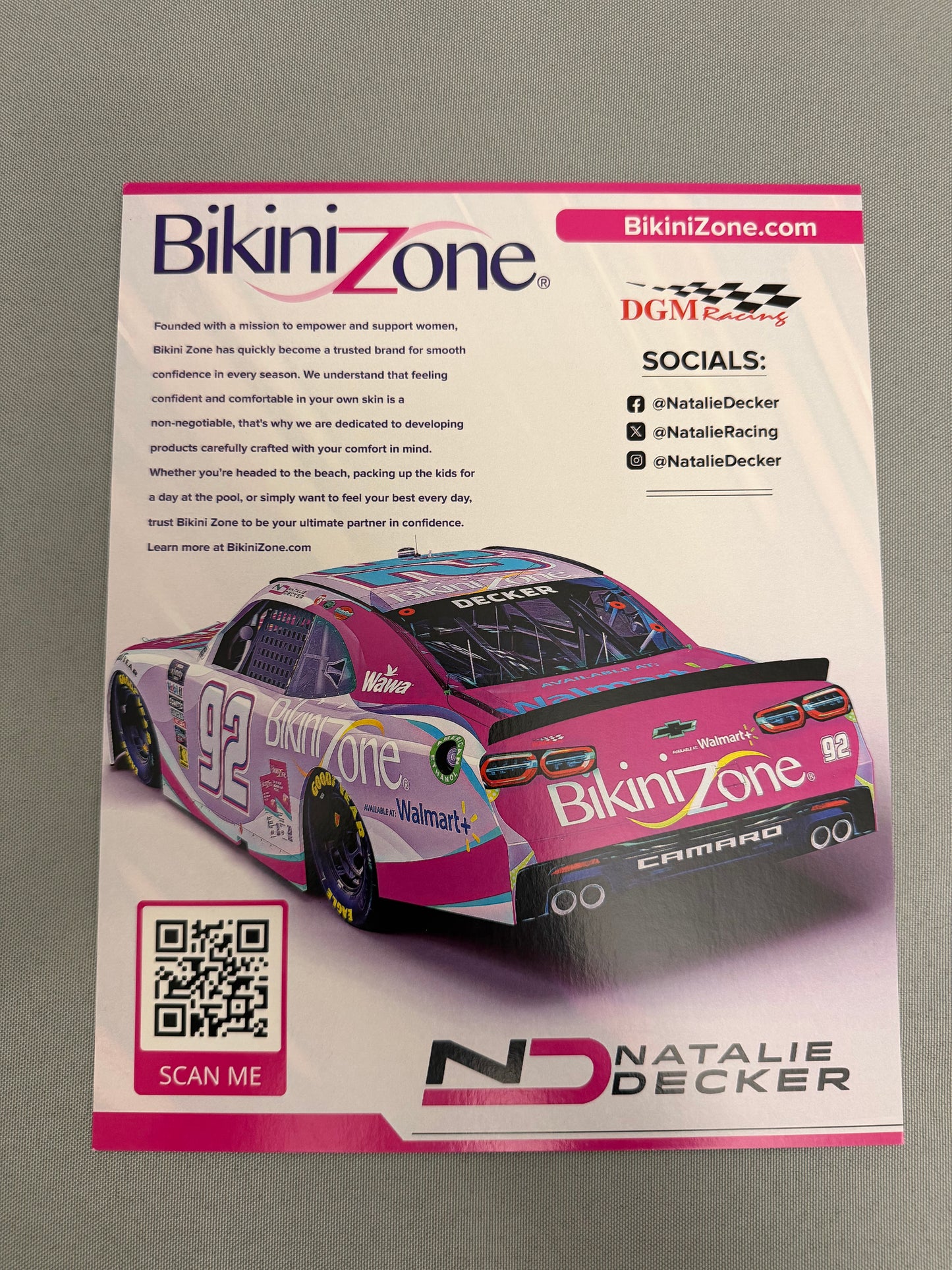 Natalie Decker #92 Bikini Zone Nascar Hero Card