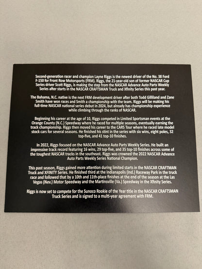 Layne Riggs #38 2024 Front Row Motorsports Nascar Hero Card