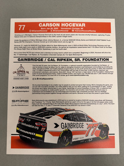 Carson Hocevar #77 2024 Gainbridge Cal Ripken Foundation Nascar Hero Card