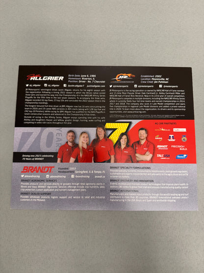 Justin Allgaier #7 2023 Brandt Nascar Hero Card