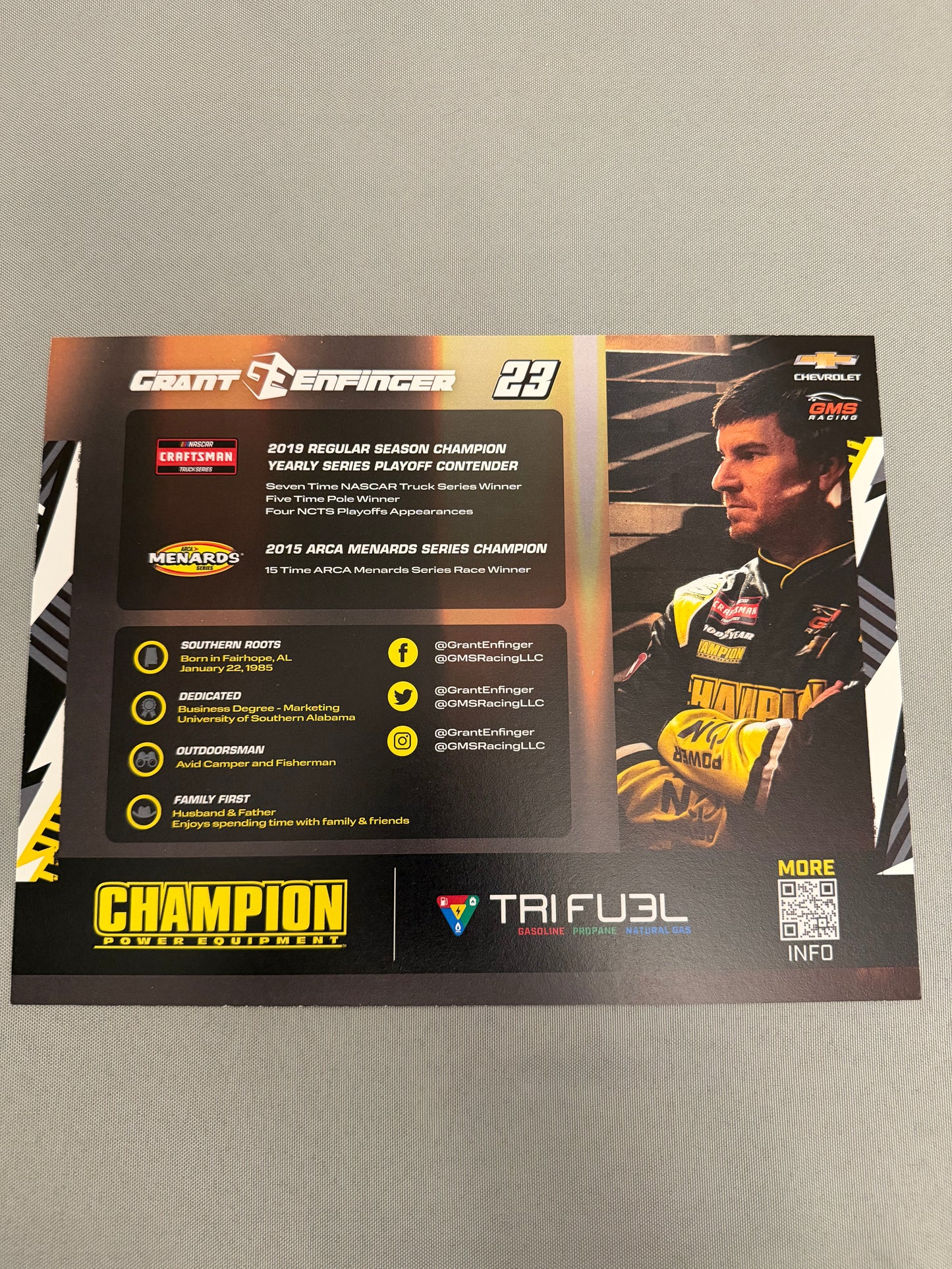 Grant Enfinger #23 2023 Champion Power Nascar Hero Card