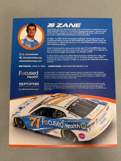 Zane Smith #71 2024 Focused Health Nascar Hero Card