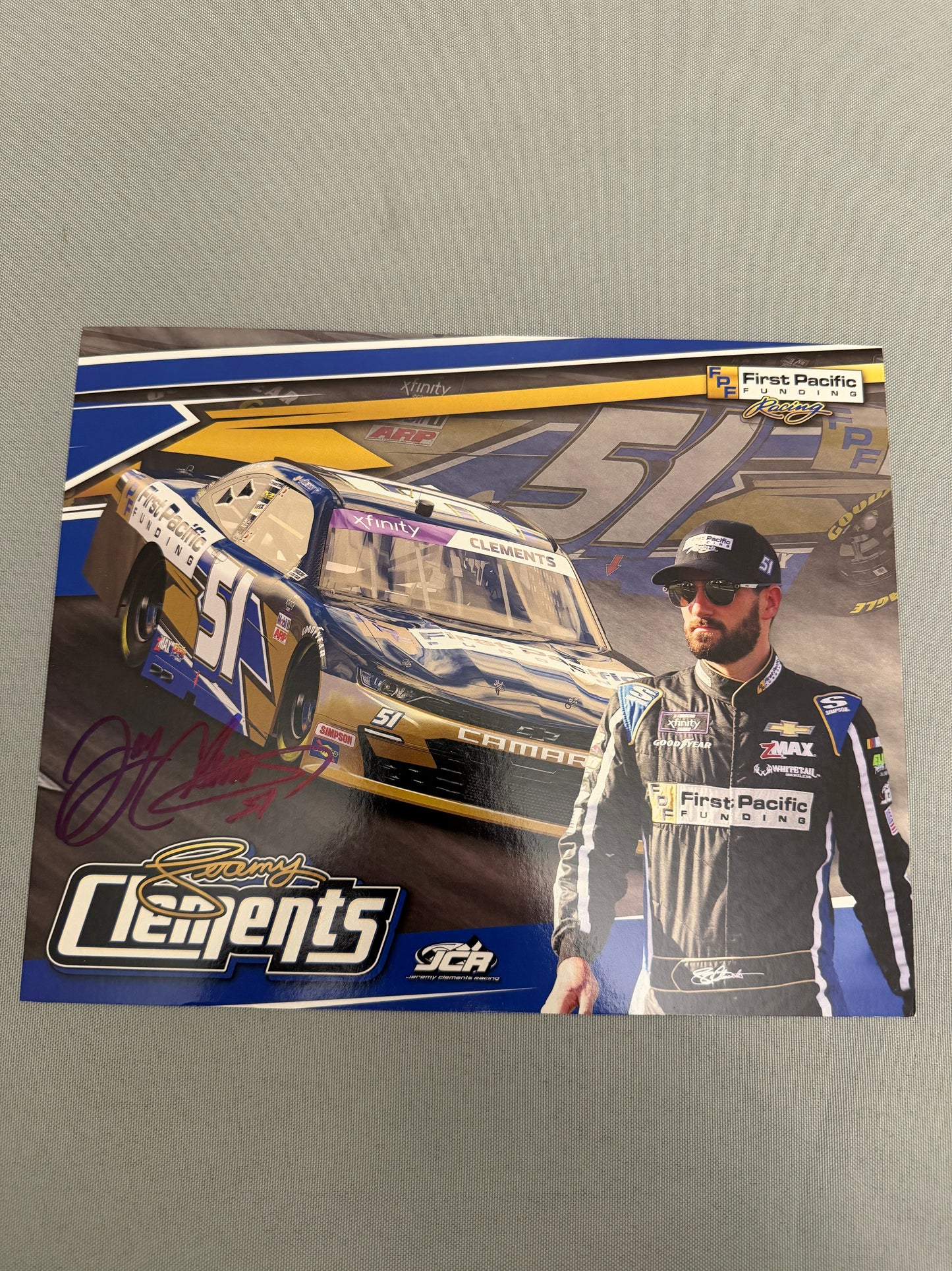 Jeremy Clements #51 2022 First Pacific Funding Autographed Nascar Hero Card