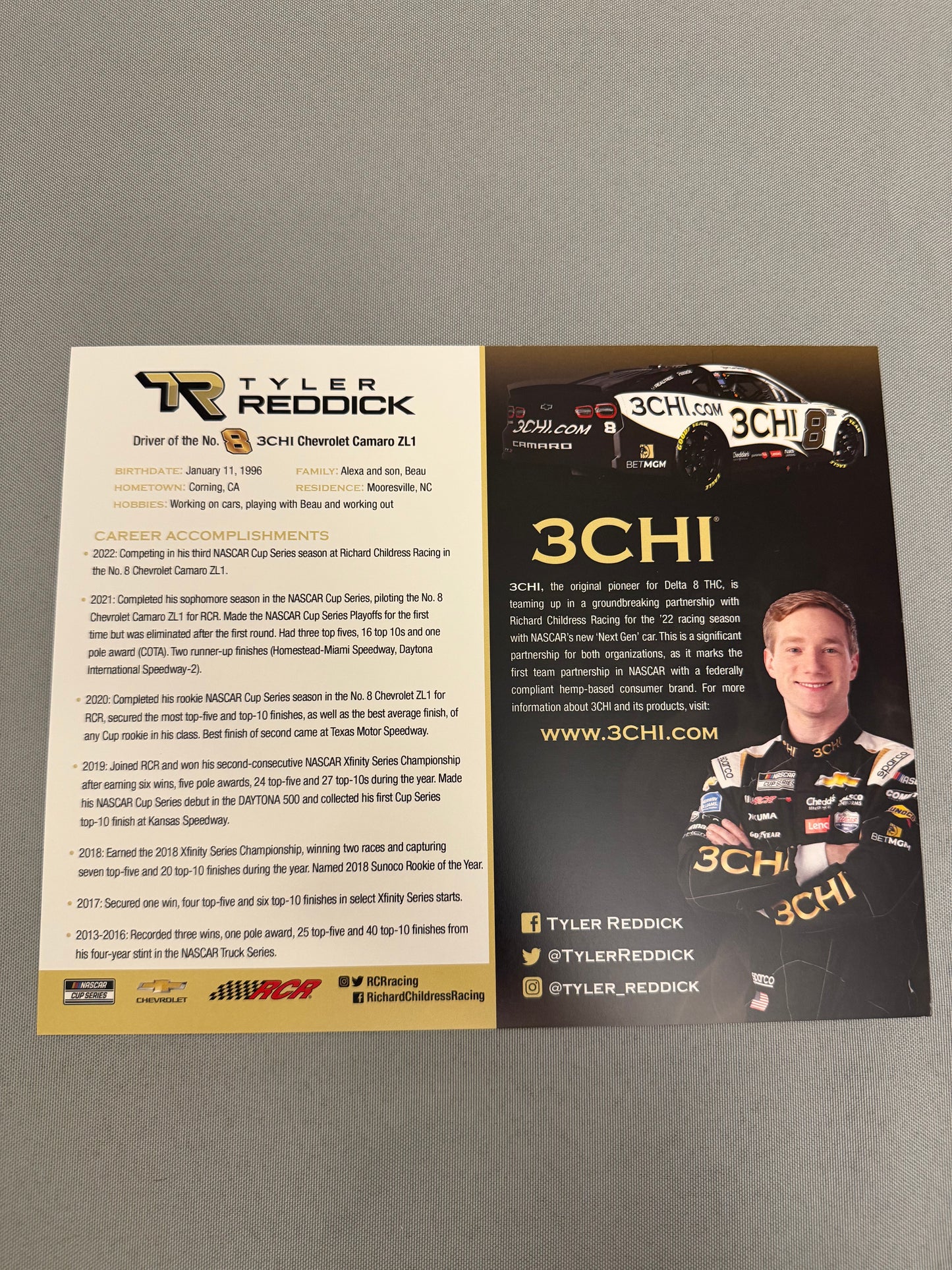 Tyler Reddick #8 2022 3 Chi Nascar Hero Card