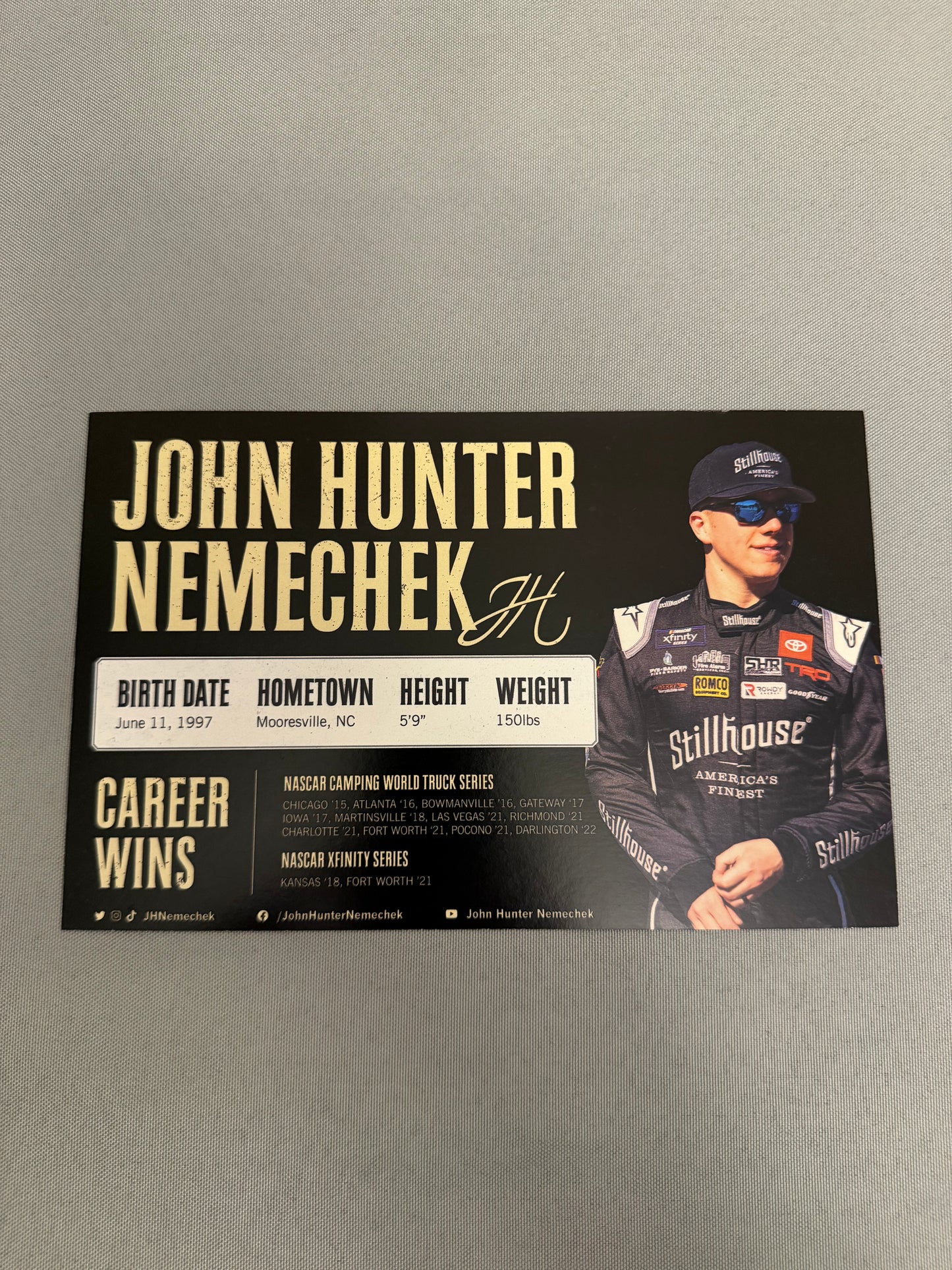 John Hunter Nemechek #26 2022 Stillhouse Nascar Hero Card