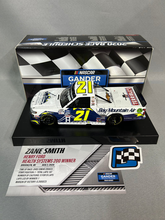 Zane Smith #21 2020 Autographed Bay Mountain Air Michigan Win Nascar Diecast