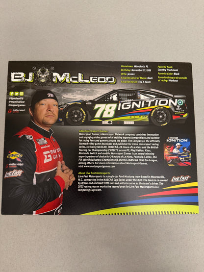 BJ McLeod #78 2022 Nascar Ignition Nascar Hero Card