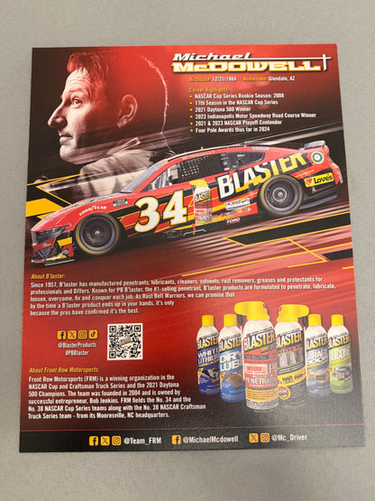 Michael McDowell #34 2024 Blaster Nascar Hero Card